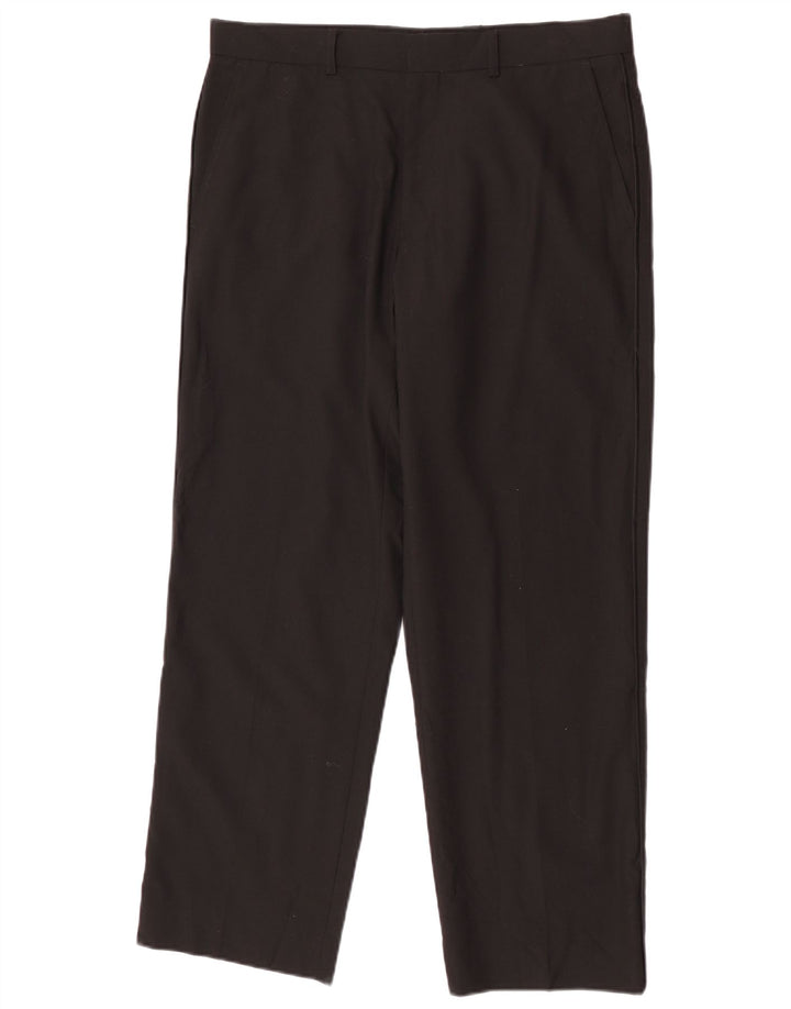 Calça chino reta masculina Marks & Spencer W34 L29 poliéster preto