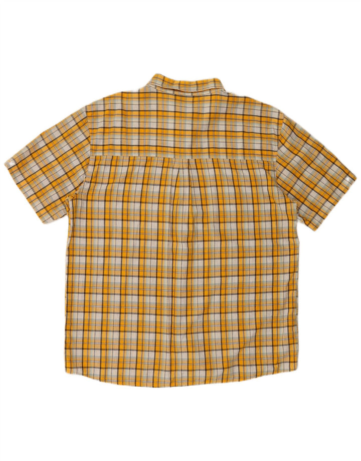 Camisa Wrangler masculina de manga curta 2XL algodão xadrez amarelo