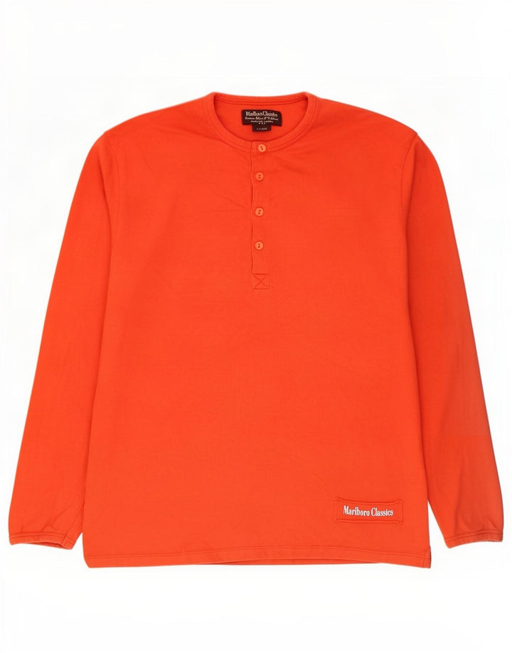 Marlboro Classics Mens Top Manga Longa XL Laranja Algodão