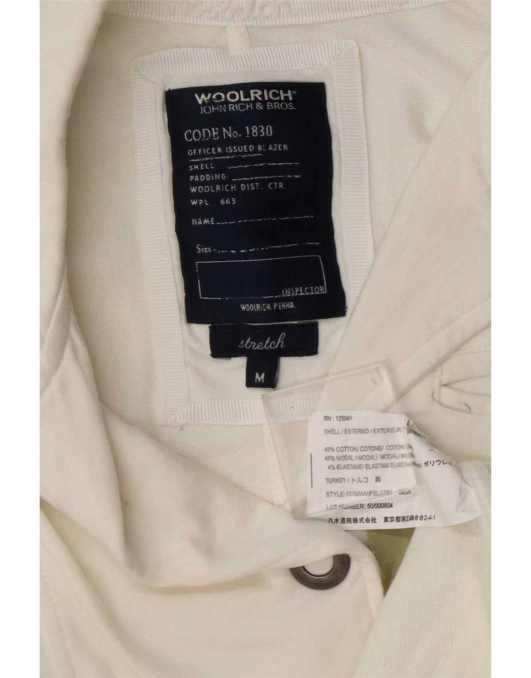 Jaqueta blazer feminina Woolrich com 3 botões Reino Unido 12 médio algodão branco