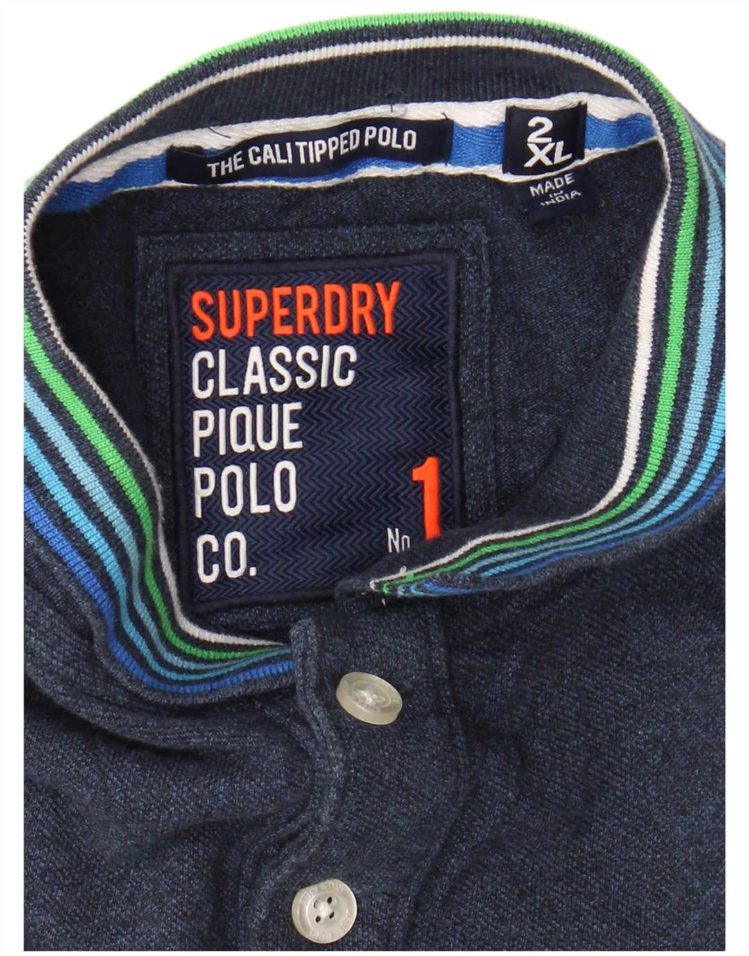 Camisa pólo gráfica masculina SUPERDRY 2XL azul marinho
