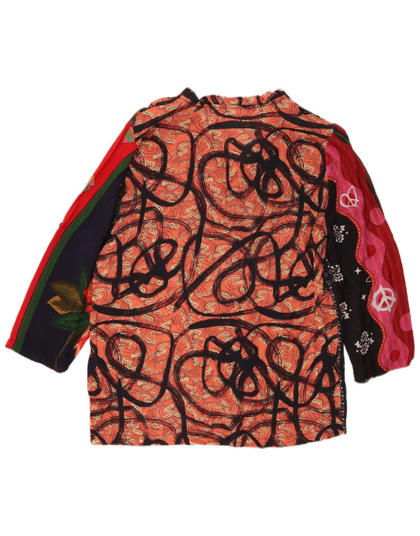 Blusa feminina manga 3/4 Desigual UK 18 XL patchwork multicolorido