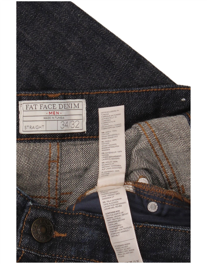 Calça jeans reta masculina Fat Face W34 L32 algodão azul