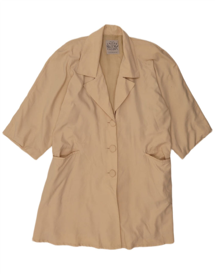 Benetton Cardigan Longline Feminino Oversized IT 44 Médio Bege