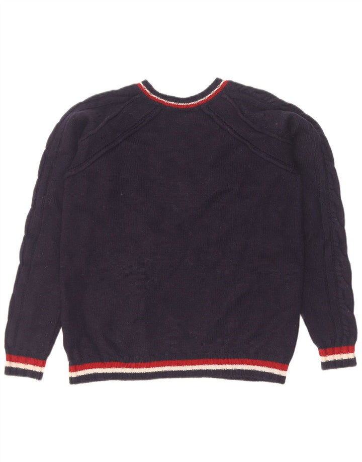 Suéter feminino Just Cavalli com decote em V Reino Unido 14 médio azul marinho