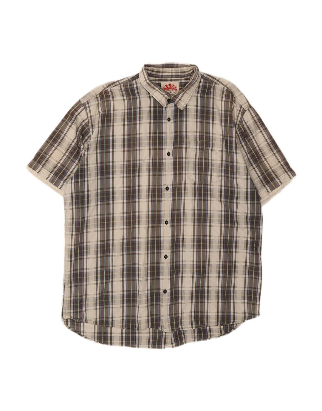 Camisa masculina estampada de manga curta TOM TAILOR 2XL algodão xadrez cinza