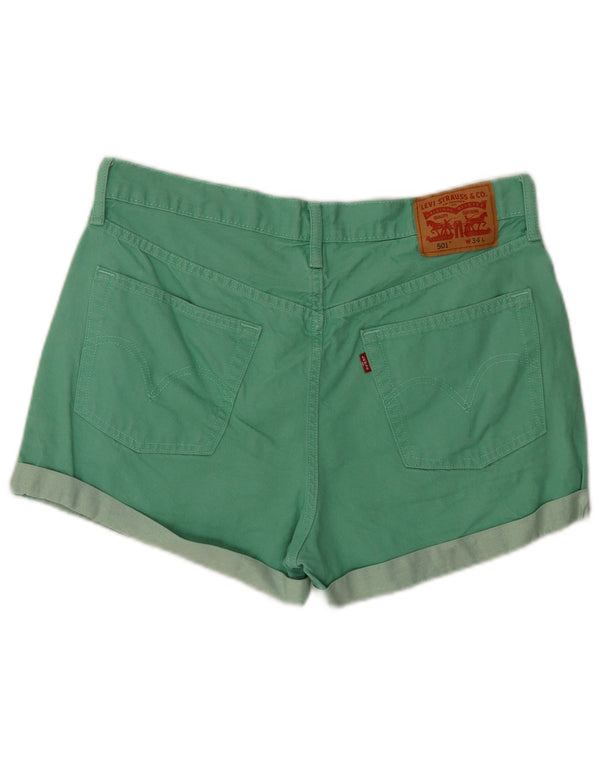 Shorts jeans feminino 501 da Levi's W34 grande algodão verde