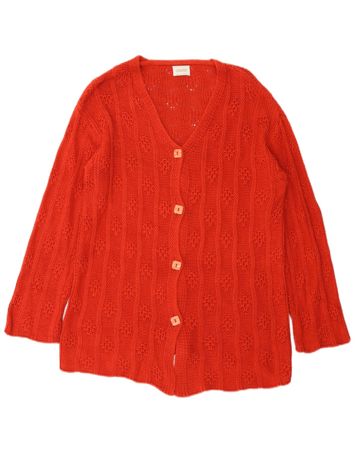Suéter cardigã oversized feminino Benetton Reino Unido 10 pequeno algodão vermelho