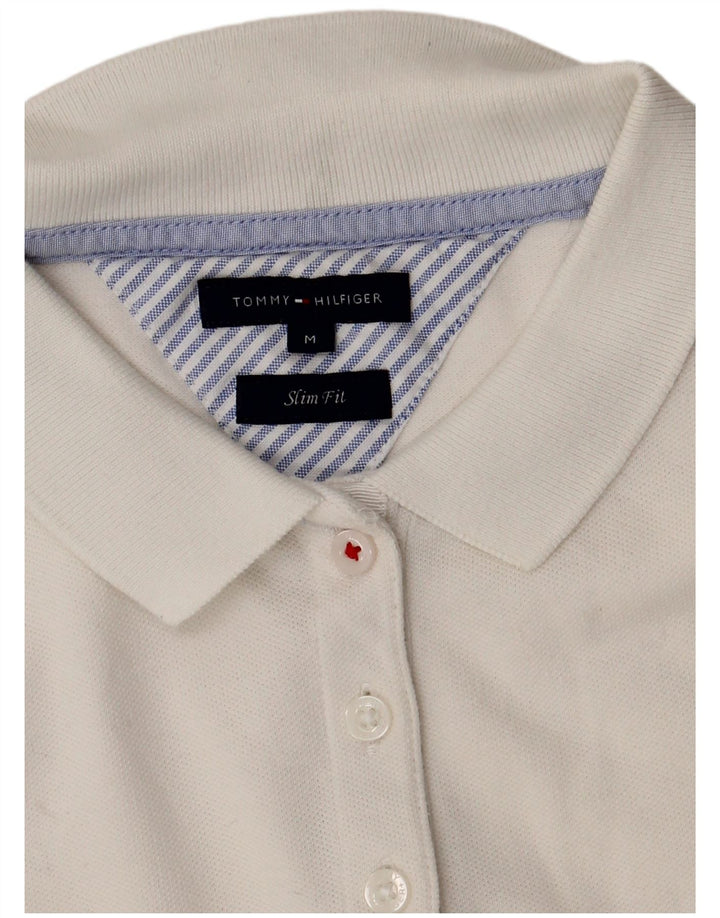 Camisa polo feminina Tommy Hilfiger Slim Fit Reino Unido 12 Médio Branco