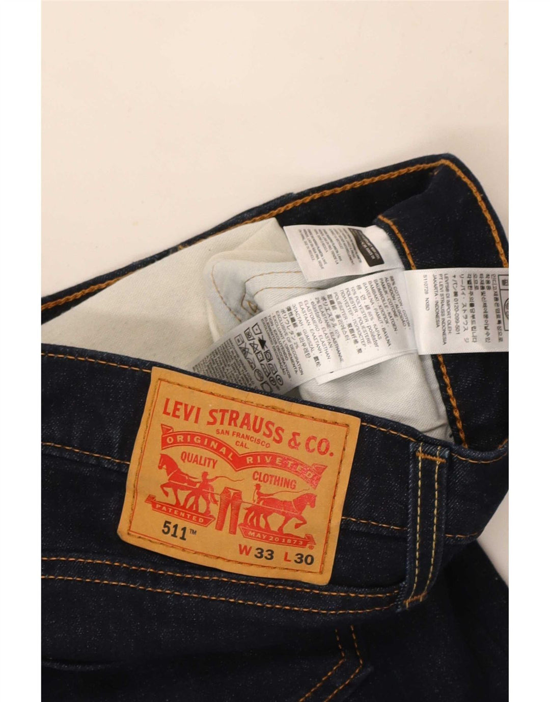 Levi's Masculino 511 Slim Jeans W33 L30 Azul Marinho Algodão