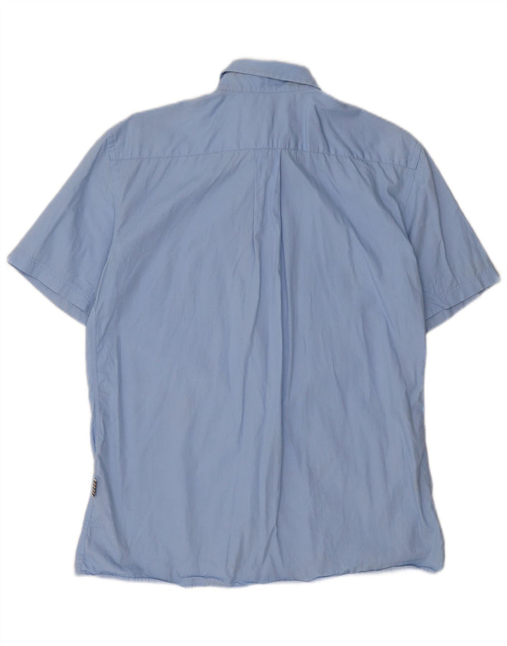 Aquascutum Camisa masculina de manga curta azul médio algodão