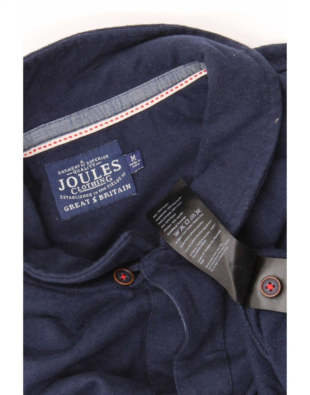 Camisa polo masculina de manga comprida Joules médio algodão azul marinho