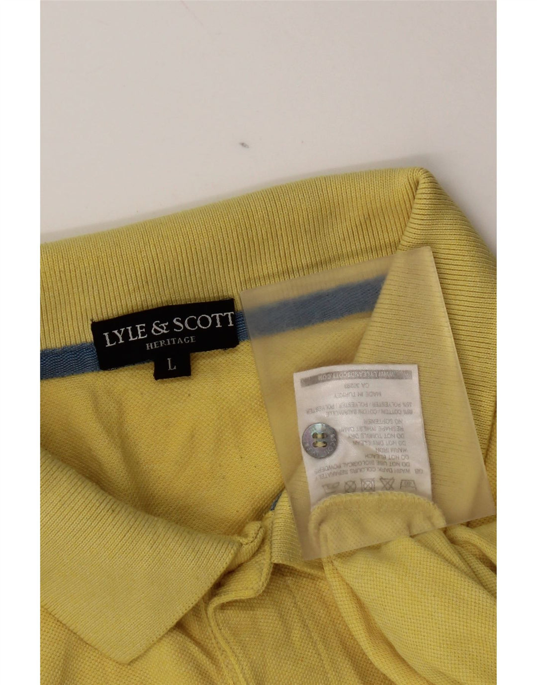 Camisa polo masculina Lyle & Scott grande algodão amarelo