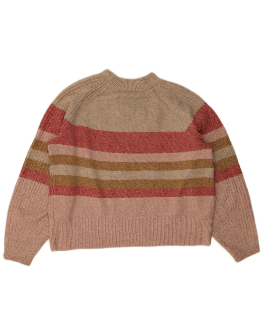 Suéter feminino Marks & Spencer com gola redonda UK 16 listrado rosa médio
