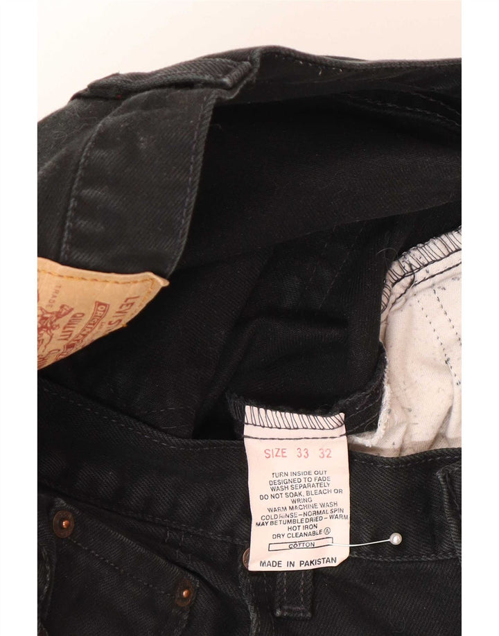 Calça jeans masculina Levi's 504 cortada W33 L26 algodão preto