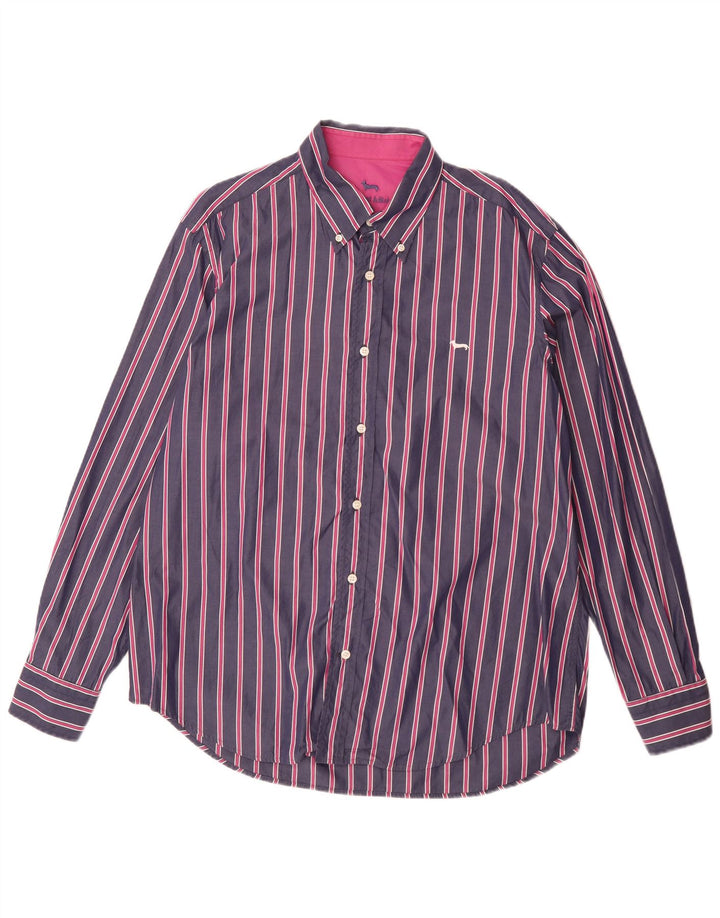 Camisa masculina Harmont & Blaine 2XL algodão listrado azul marinho
