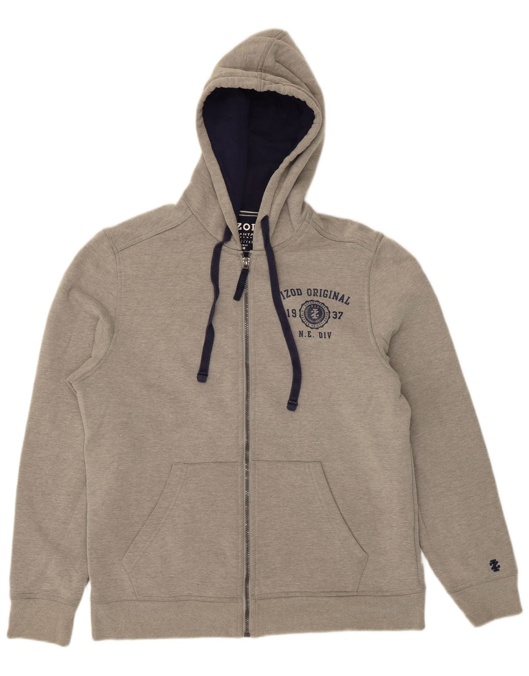 Suéter masculino IZOD Slim Fit com capuz e zíper cinza médio poliéster