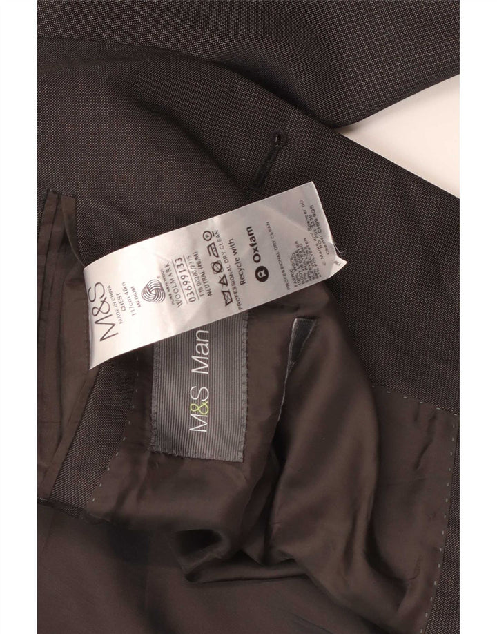 Jaqueta blazer masculina de 2 botões Marks & Spencer Reino Unido 46 XL lã cinza