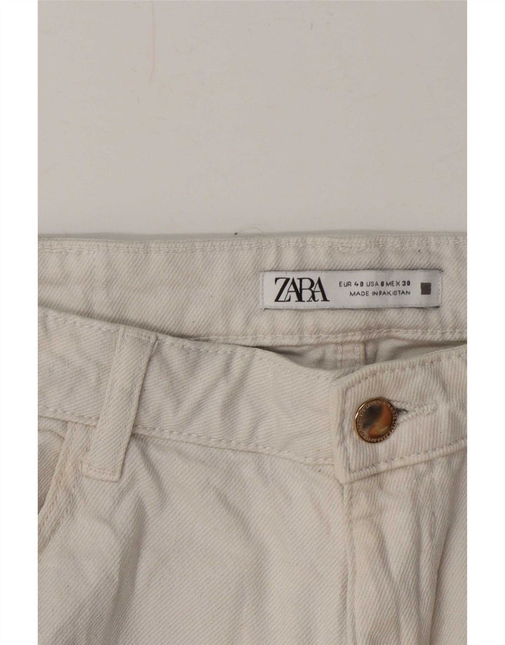 Calça jeans reta feminina Zara EU 40 médio W30 L26 branco