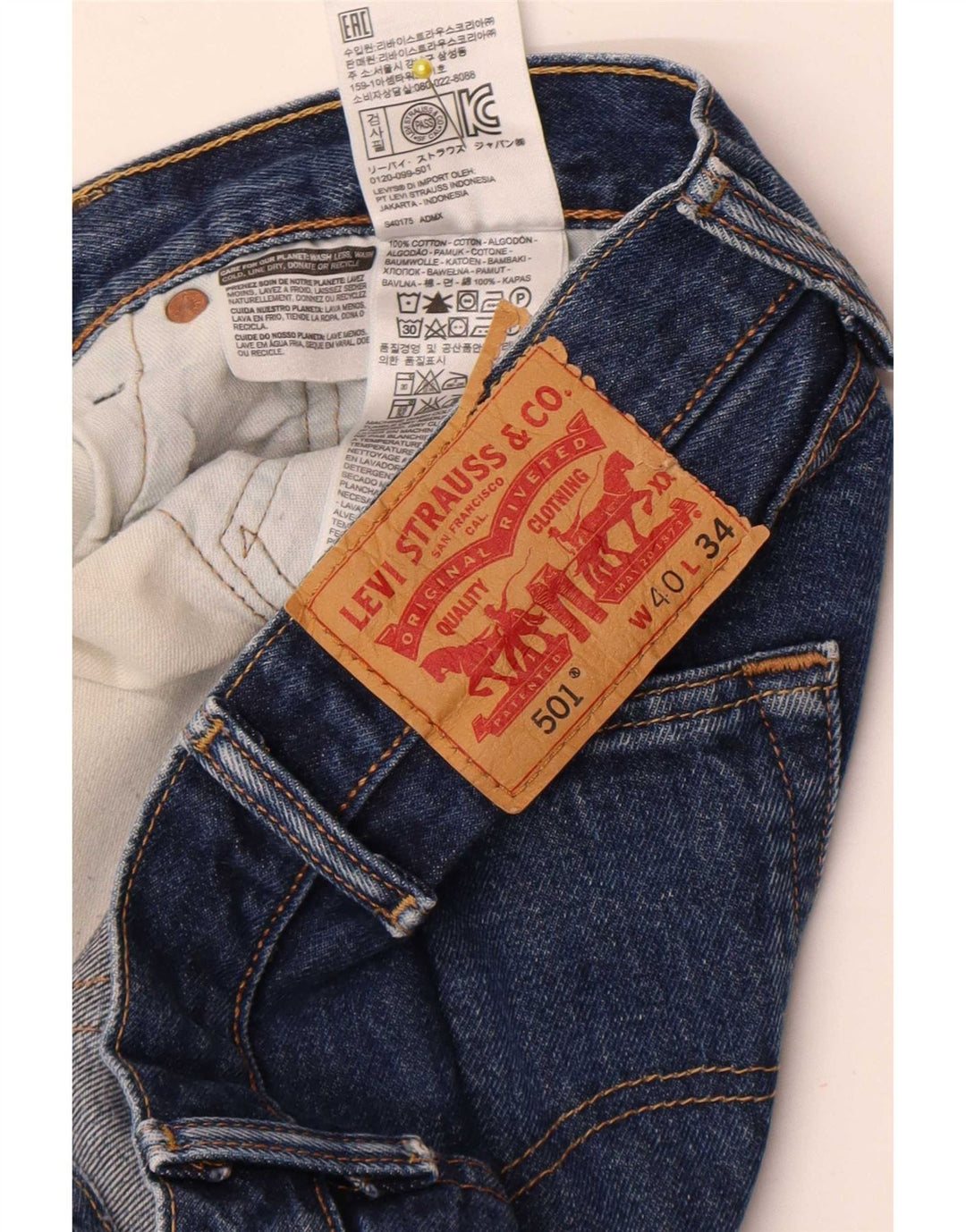 Levi's Masculino 501 Straight Jeans W40 L31 Azul Algodão