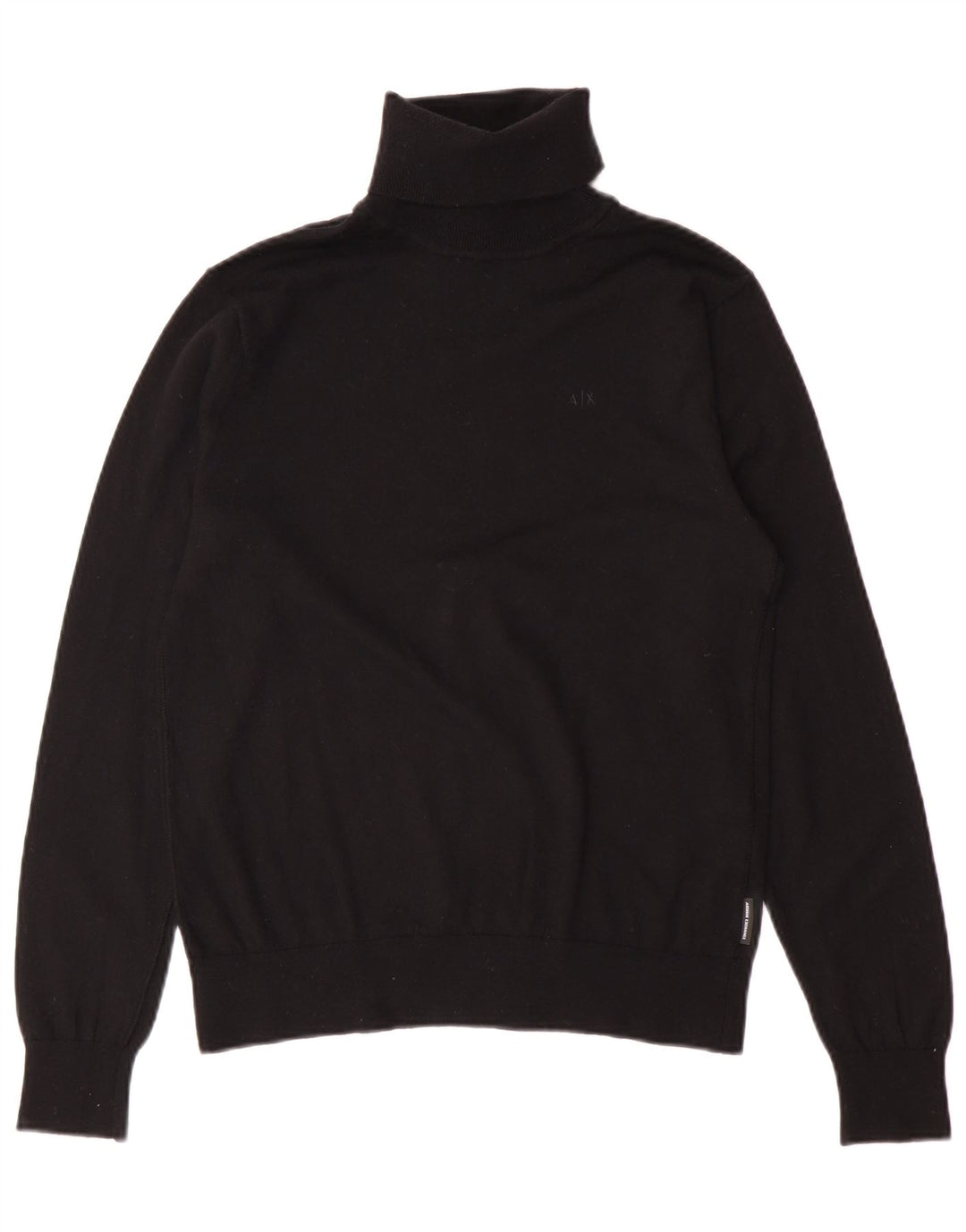 Suéter masculino Armani Exchange com gola redonda e lã virgem preta pequena