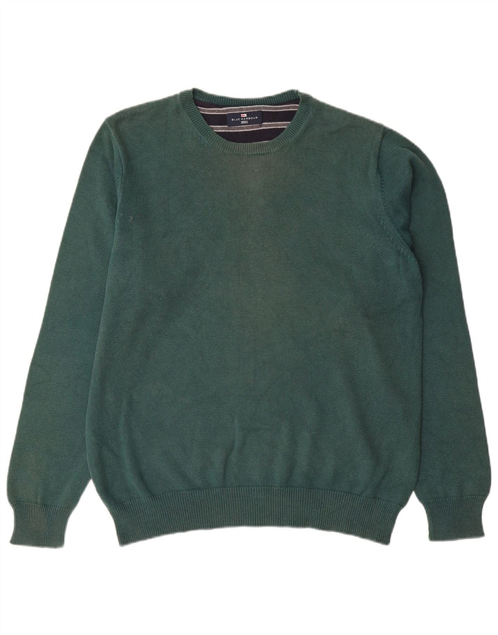 Suéter masculino Marks & Spencer Blue Harbor com gola redonda, verde médio
