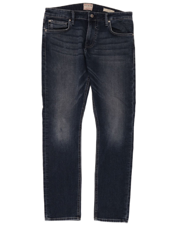 Guess Mens Miami Super Skinny Jeans W34 L32 Azul Marinho Algodão