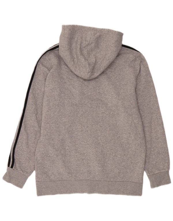 Adidas masculino zip moletom com capuz grande cinza esportivo