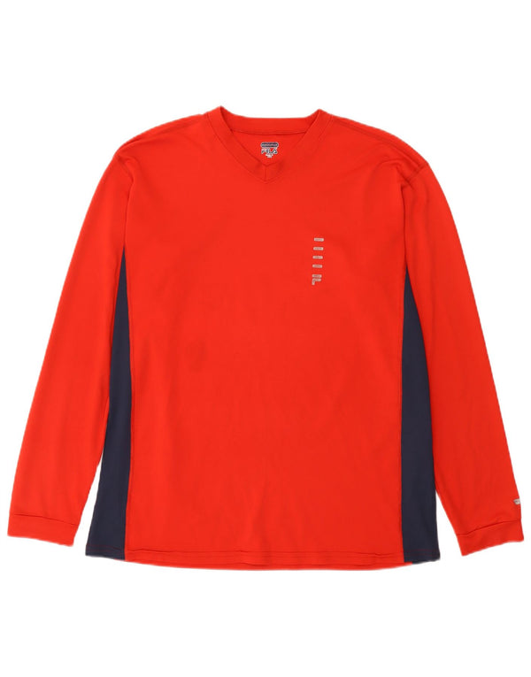 Fila Mens Top Manga Longa Grande Poliéster Colorblock Vermelho