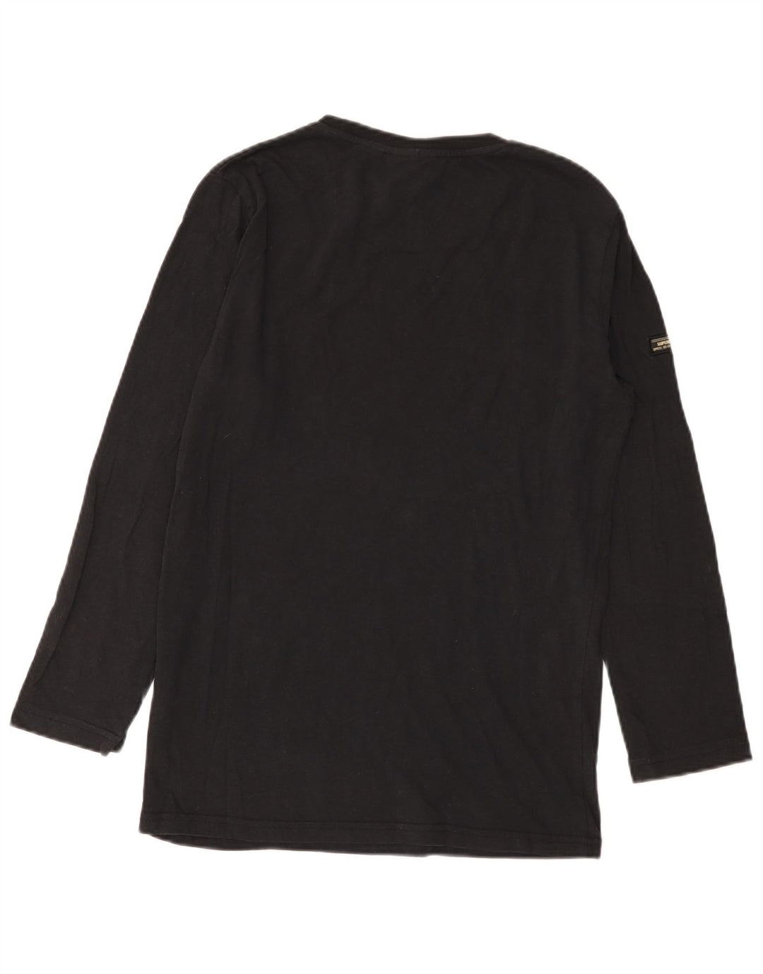 Superdry Mens Graphic Top Manga Longa Pequeno Algodão Preto