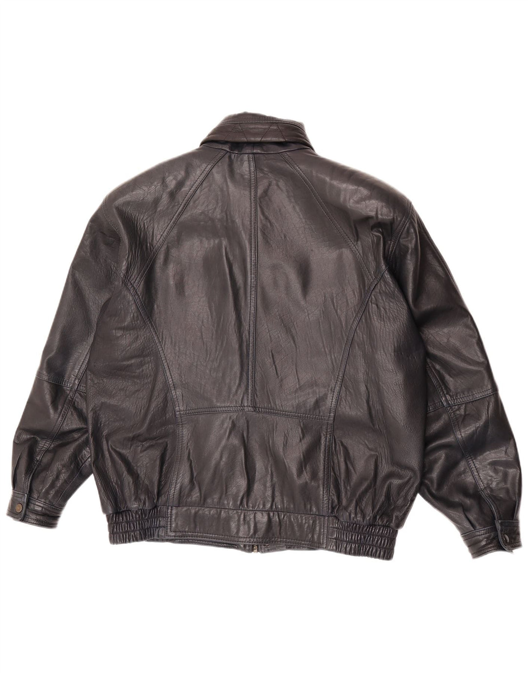 Jaqueta de couro masculina vintage EU 52 XL couro azul marinho