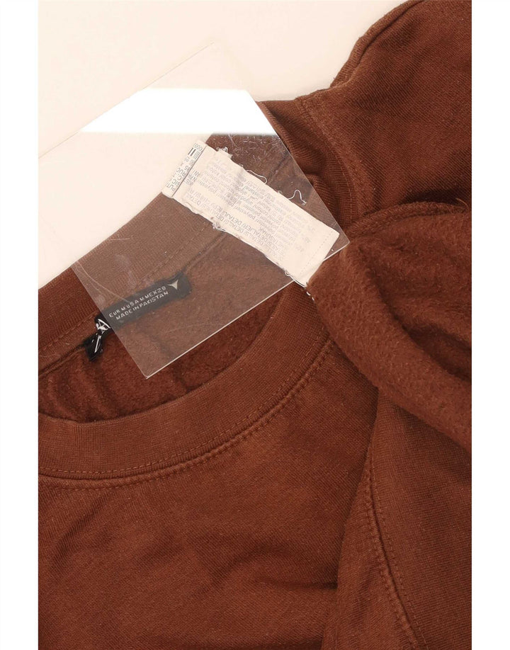 Zara Womens Crop Oversized Moletom Jumper UK 14 Médio Marrom Poliéster