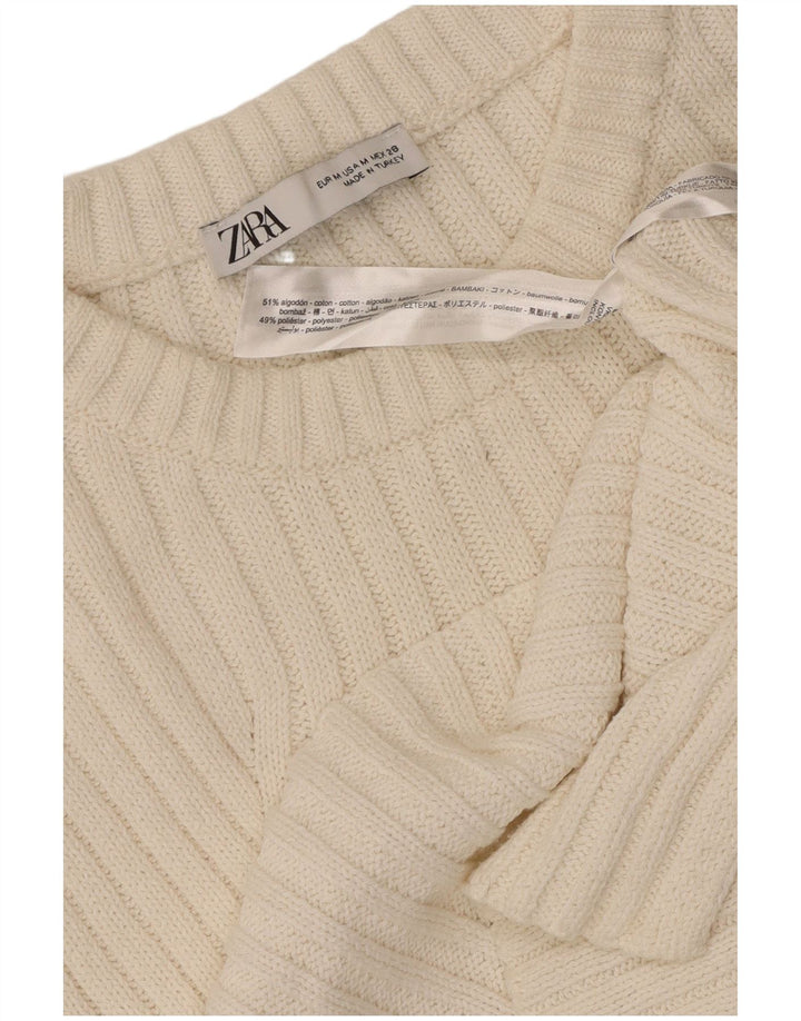 Zara Womens Vest Tank Top UK 12 Médio Algodão Branco