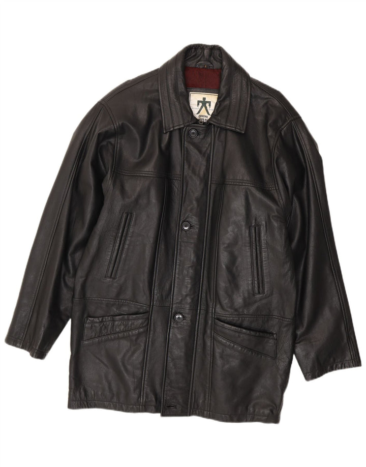 Casaco de couro masculino VINTAGE pequeno couro preto