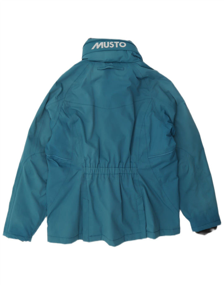 Jaqueta corta-vento feminina com capuz gráfico Musto Reino Unido 16 grande azul poliamida