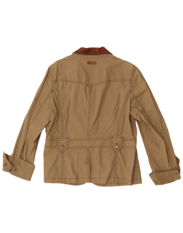 Jaqueta blazer feminina de 3 botões Marlboro Classics EU 48 2XL cáqui colorblock