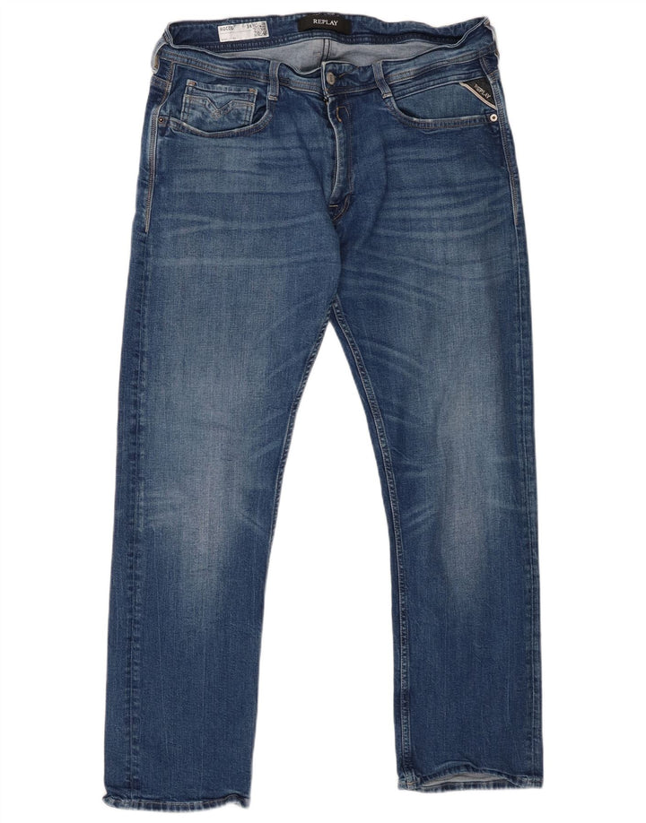 Replay Masculino Rocco Slim Jeans W34 L30 Azul Algodão