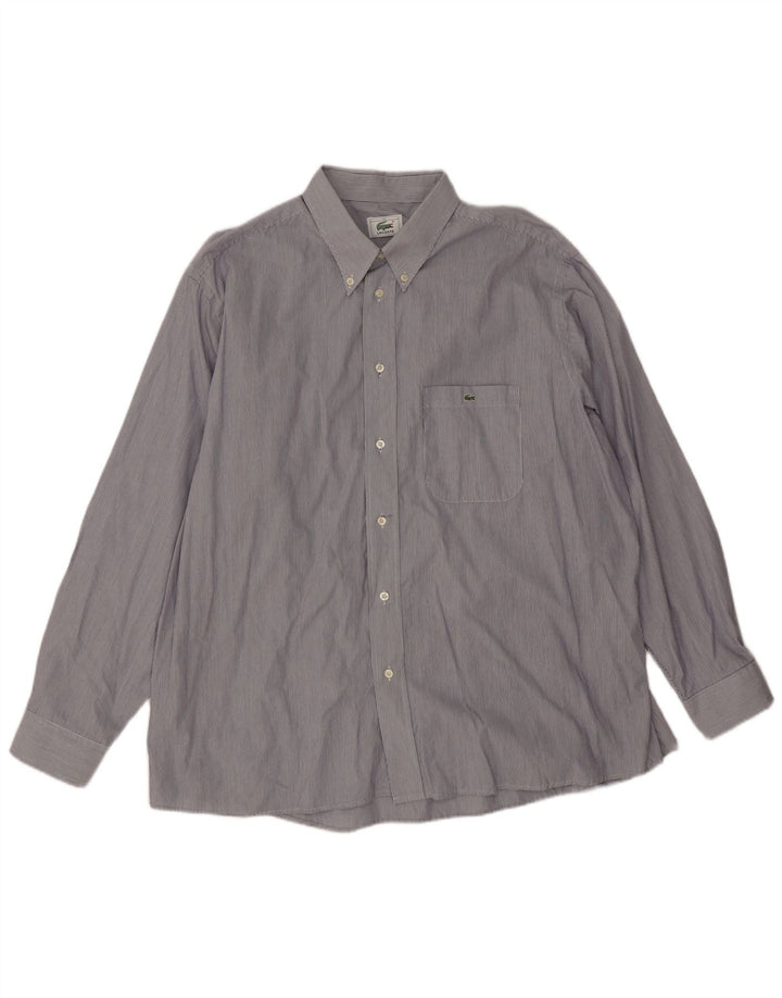 Camisa masculina Lacoste tamanho 45 XL algodão listrado azul