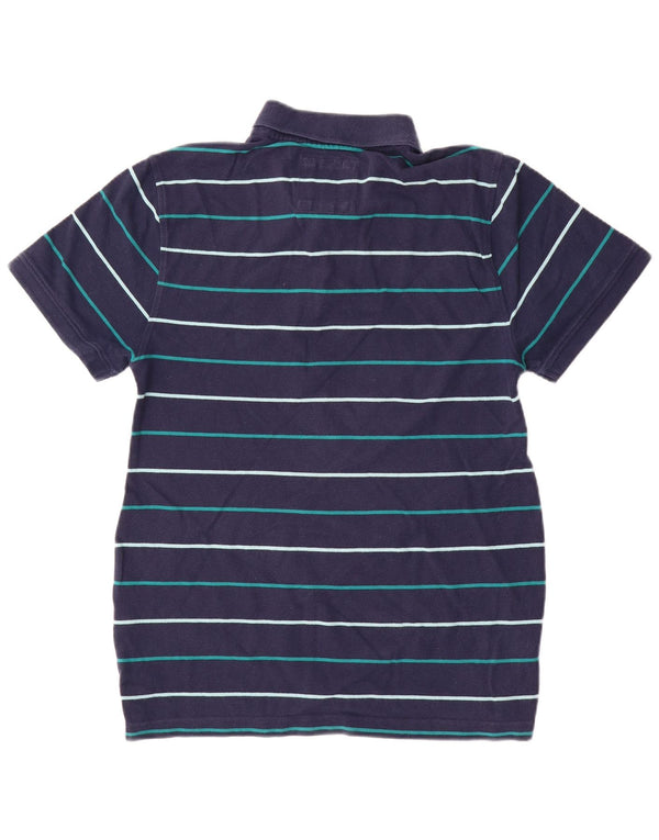 CREW CLOTHING Camisa polo masculina média azul marinho listrada de algodão
