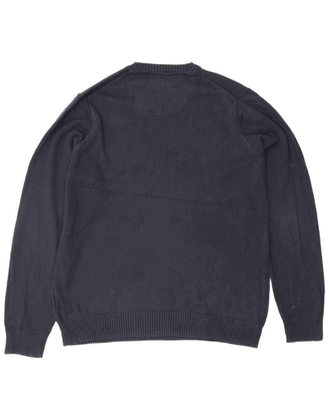 Suéter masculino Marks & Spencer com gola redonda, algodão azul marinho médio
