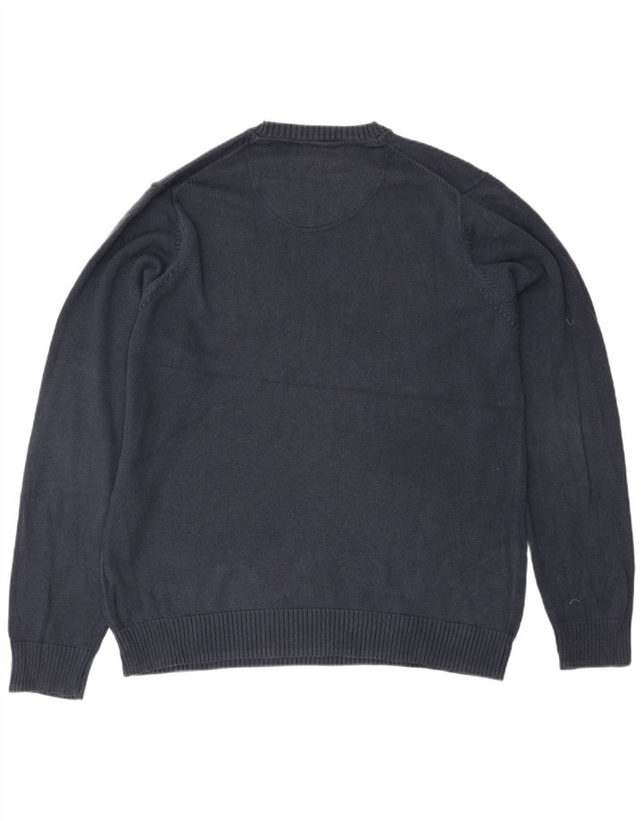 Suéter masculino Marks & Spencer com gola redonda, algodão azul marinho médio