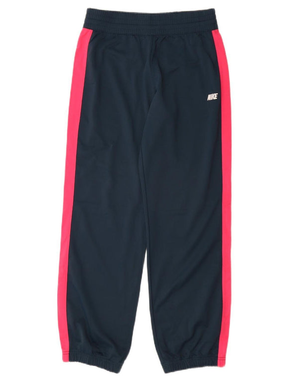 Nike Girls Tracksuit Trousers Joggers 13-14 Years XL Navy Blue Colourblock