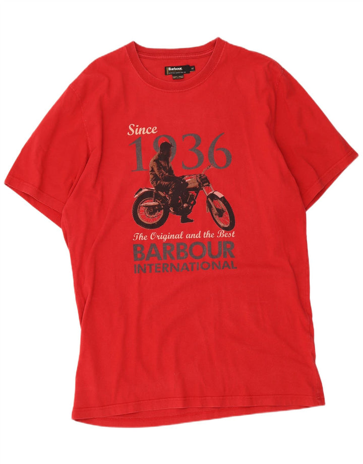 Camiseta gráfica masculina Barbour Top XL algodão vermelho