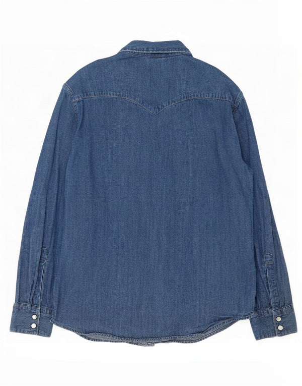 Camisa jeans masculina padrão Levi's grande algodão azul