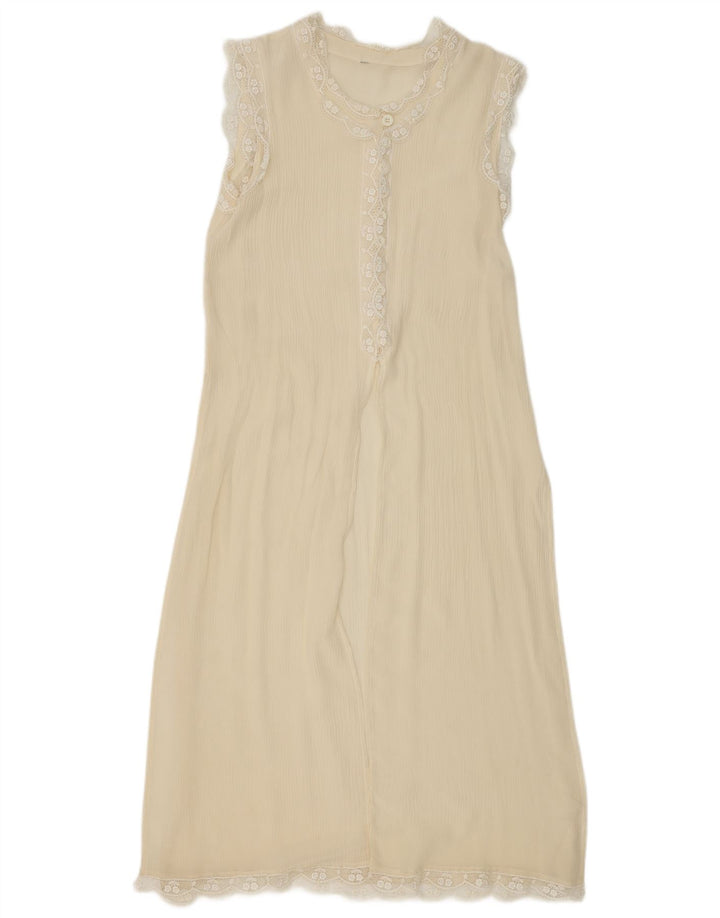Vestido slip feminino vintage UK 10 pequeno off white