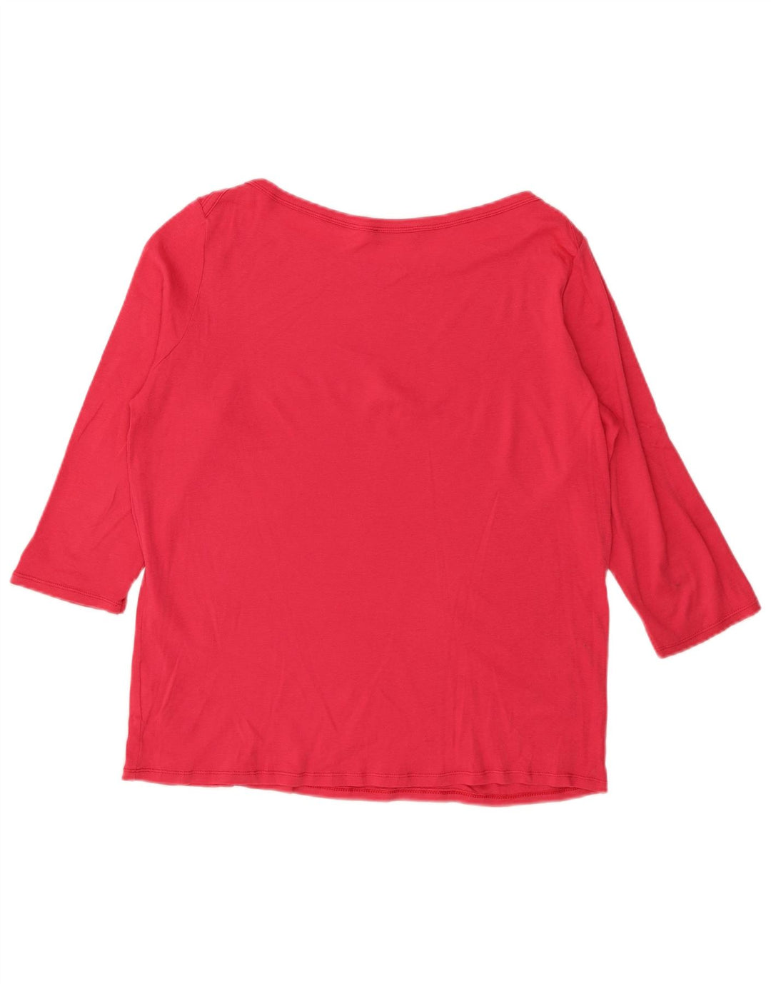 Top feminino BENETTON manga 3/4 UK 14 grande vermelho