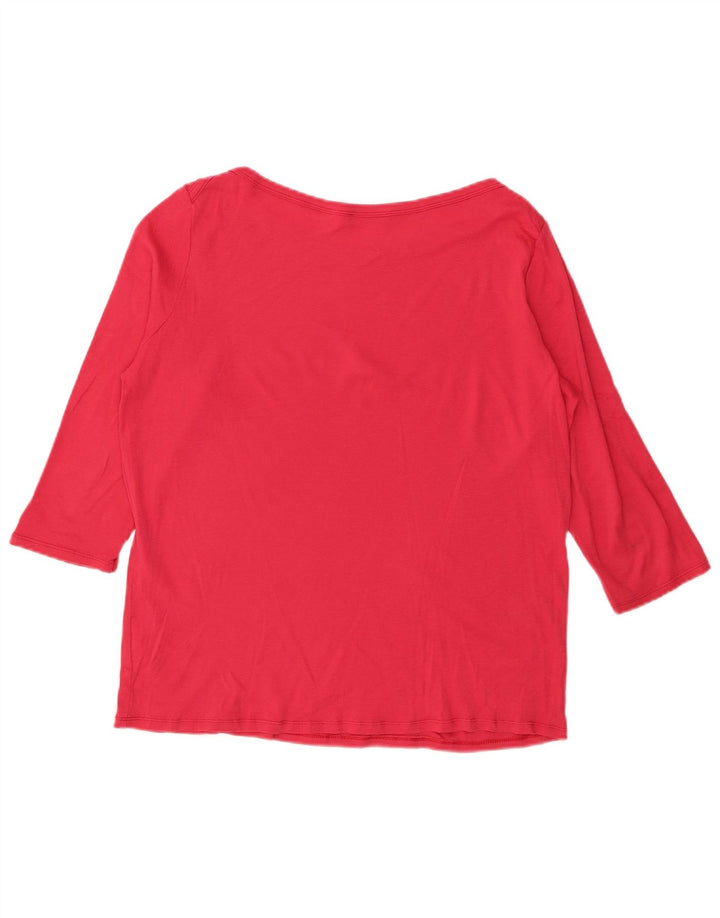 Top feminino BENETTON manga 3/4 UK 14 grande vermelho