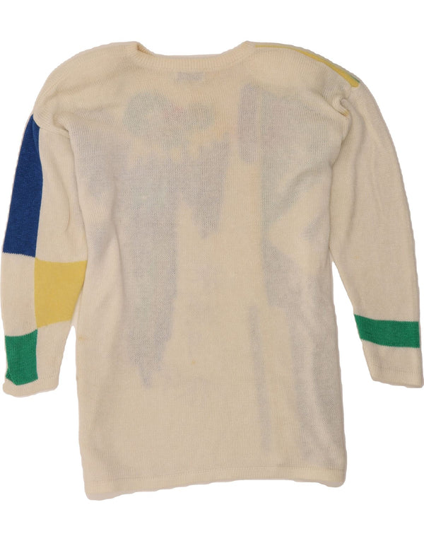 Suéter feminino VINTAGE com gola canoa IT 42 médio off white bird