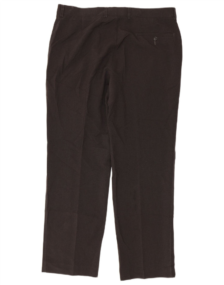 Calça chino reta masculina Marks & Spencer W36 L31 poliéster cinza
