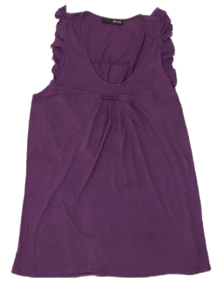 Liu Jo Blusa feminina sem mangas Top IT 44 Médio Roxo Modal
